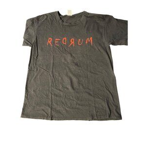 Vintage REDRUM Front Graphic T Shirt Black Red Spellout Port & Co Estate Sz L